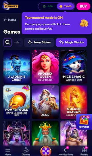 Funrize coin modes: tournament mode vs promotional mode