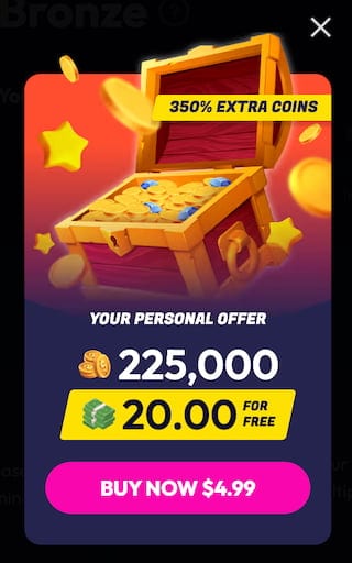 Funrize casino promo for a first purchase discount