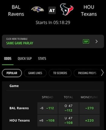 Over under betting line of an NFL game
