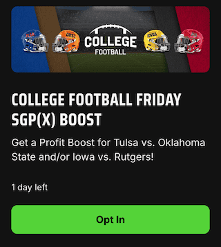 DraftKings college football SGP boost promotion